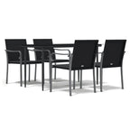 5-tlg. Garten-Essgruppe mit Kissen Poly Rattan und Stahl