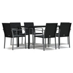 7-tlg. Garten-Essgruppe mit Kissen Poly Rattan und Stahl