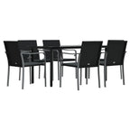 7-tlg. Garten-Essgruppe mit Kissen Poly Rattan und Stahl