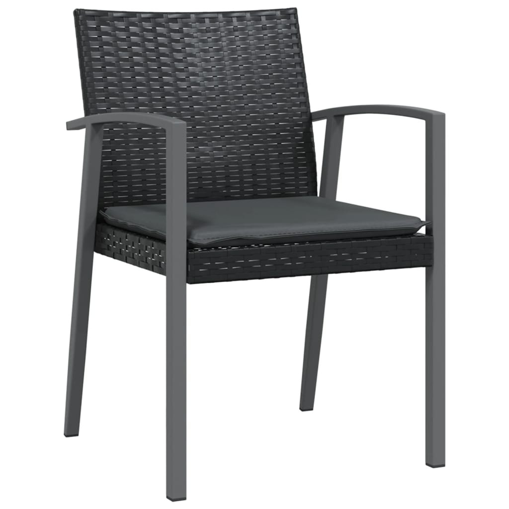 3-tlg. Garten-Essgruppe mit Kissen Poly Rattan und Stahl