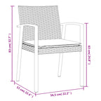 3-tlg. Garten-Essgruppe mit Kissen Poly Rattan und Stahl