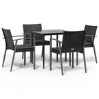 5-tlg. Garten-Essgruppe mit Kissen Poly Rattan und Stahl