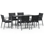 7-tlg. Garten-Essgruppe mit Kissen Poly Rattan und Stahl