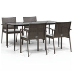 5-tlg. Garten-Essgruppe mit Kissen Poly Rattan und Stahl