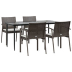 5-tlg. Garten-Essgruppe mit Kissen Poly Rattan und Stahl