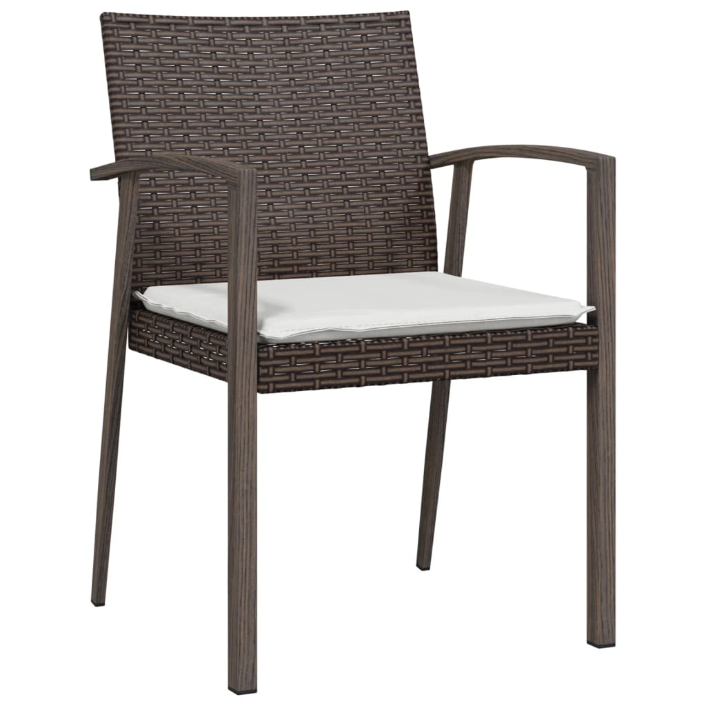 3-tlg. Garten-Essgruppe mit Kissen Poly Rattan und Stahl