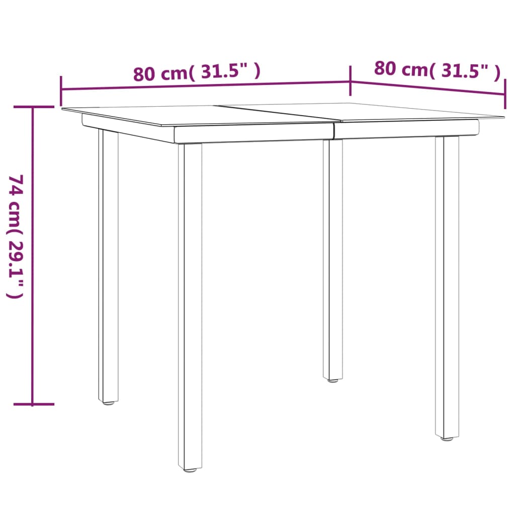 3-tlg. Garten-Essgruppe mit Kissen Poly Rattan und Stahl