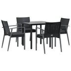 5-tlg. Garten-Essgruppe mit Kissen Poly Rattan und Stahl