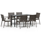 7-tlg. Garten-Essgruppe mit Kissen Poly Rattan und Stahl