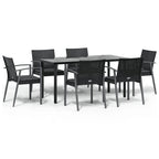 7-tlg. Garten-Essgruppe mit Kissen Poly Rattan und Stahl