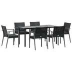 7-tlg. Garten-Essgruppe mit Kissen Poly Rattan und Stahl