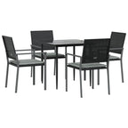 5-tlg. Garten-Essgruppe mit Kissen Poly Rattan und Stahl