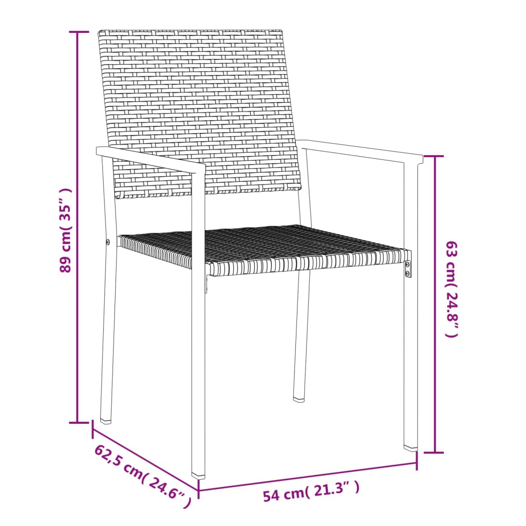 5-tlg. Garten-Essgruppe Poly Rattan und Stahl