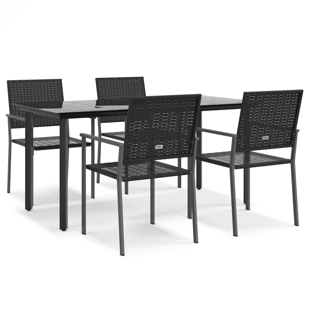5-tlg. Garten-Essgruppe Poly Rattan und Stahl