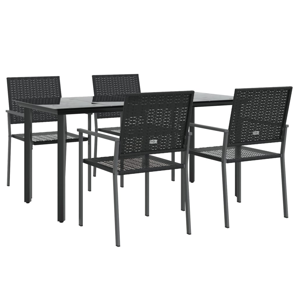 5-tlg. Garten-Essgruppe Poly Rattan und Stahl