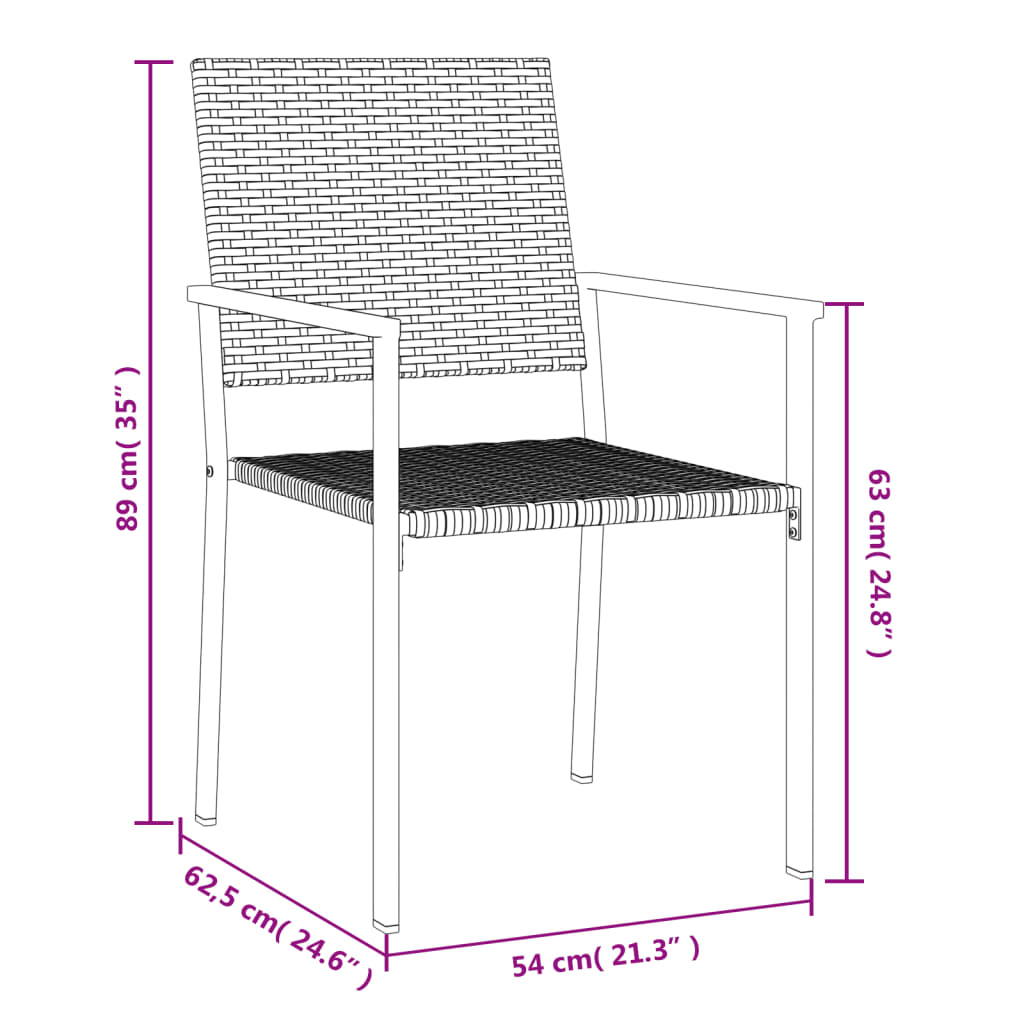5-tlg. Garten-Essgruppe Poly Rattan und Stahl