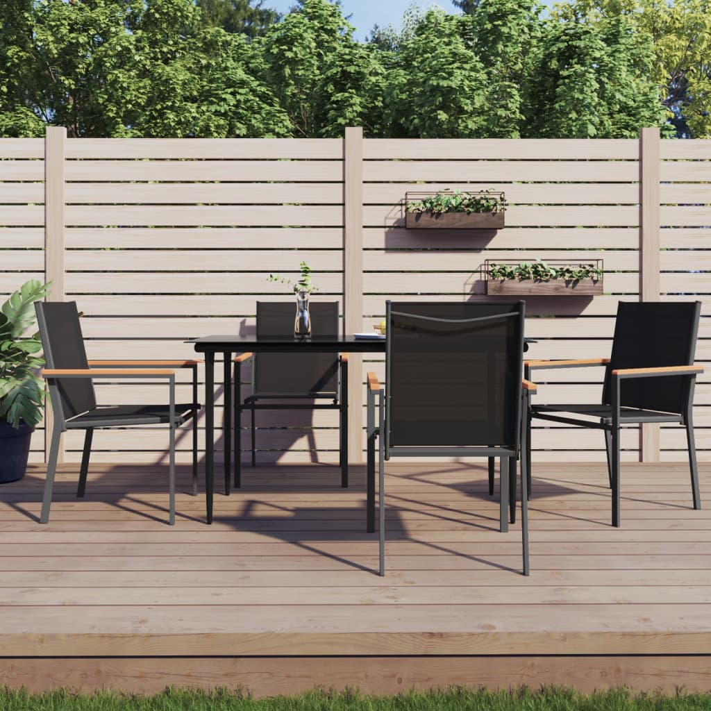5-tlg. Garten-Essgruppe Schwarz Textilene und Stahl