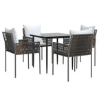 5-tlg. Garten-Essgruppe mit Kissen Poly Rattan und Stahl
