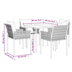 5-tlg. Garten-Essgruppe mit Kissen Poly Rattan und Stahl