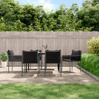 7-tlg. Garten-Essgruppe mit Kissen Poly Rattan und Stahl