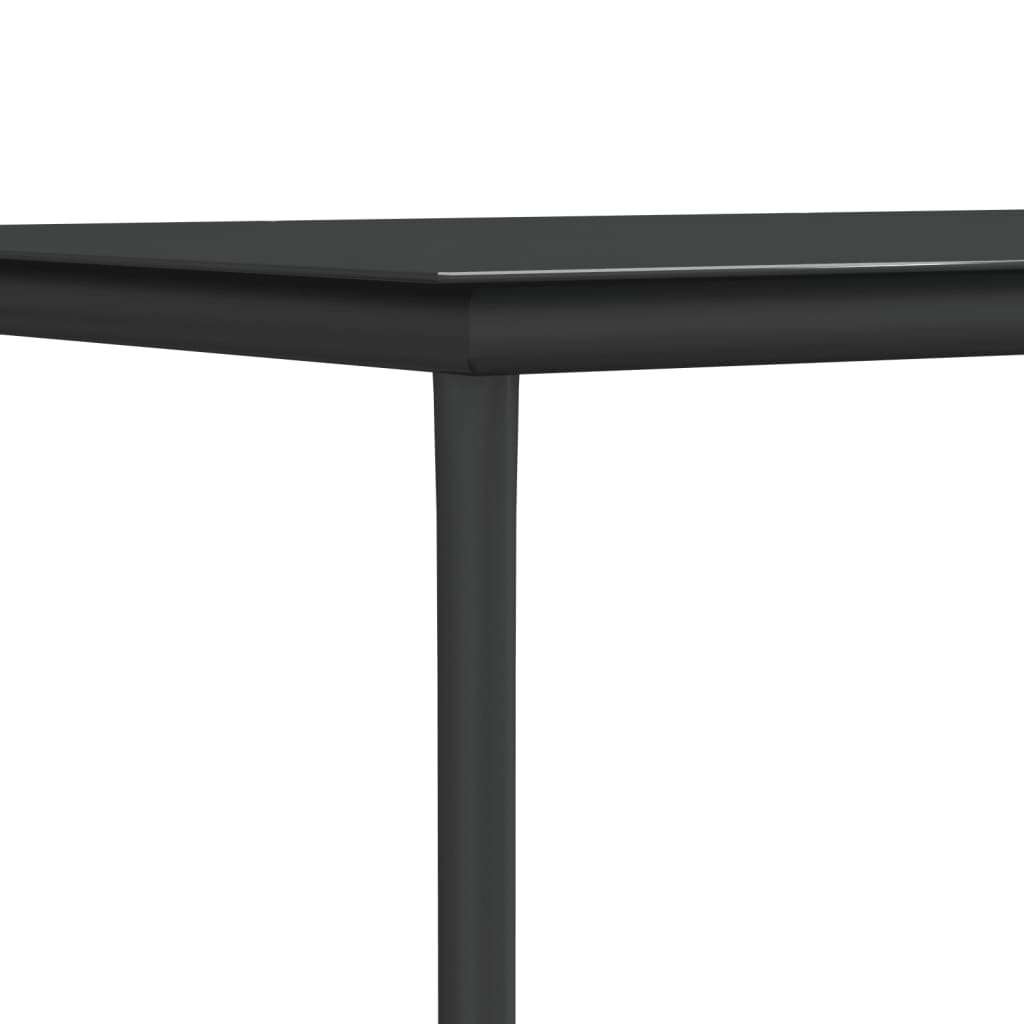 5-tlg. Garten-Essgruppe mit Kissen Schwarz Poly Rattan & Stahl