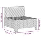 5-tlg. Garten-Lounge-Set mit Kissen Grau Poly Rattan