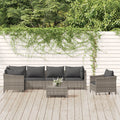 7-tlg. Garten-Lounge-Set mit Kissen Grau Poly Rattan