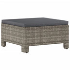 7-tlg. Garten-Lounge-Set mit Kissen Grau Poly Rattan