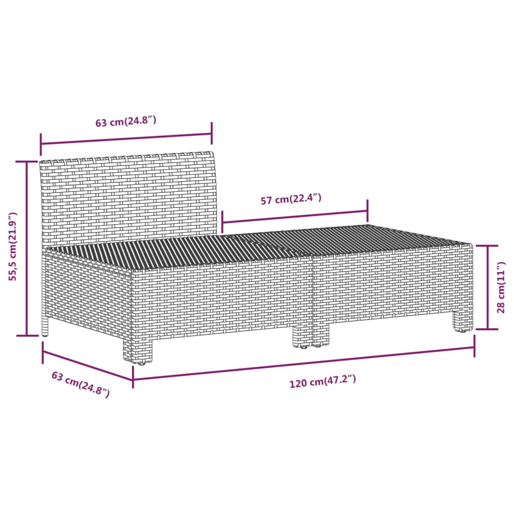 7-tlg. Garten-Lounge-Set mit Kissen Grau Poly Rattan