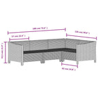 7-tlg. Garten-Lounge-Set mit Kissen Grau Poly Rattan