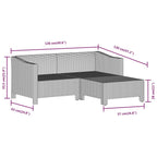 7-tlg. Garten-Lounge-Set mit Kissen Grau Poly Rattan