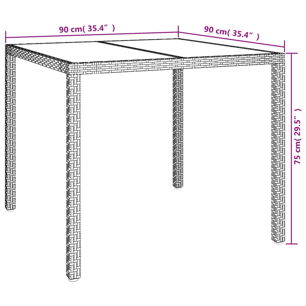 5-tlg. Garten-Essgruppe mit Kissen Braun Poly Rattan