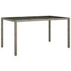 7-tlg. Garten-Essgruppe mit Kissen Grau Poly Rattan