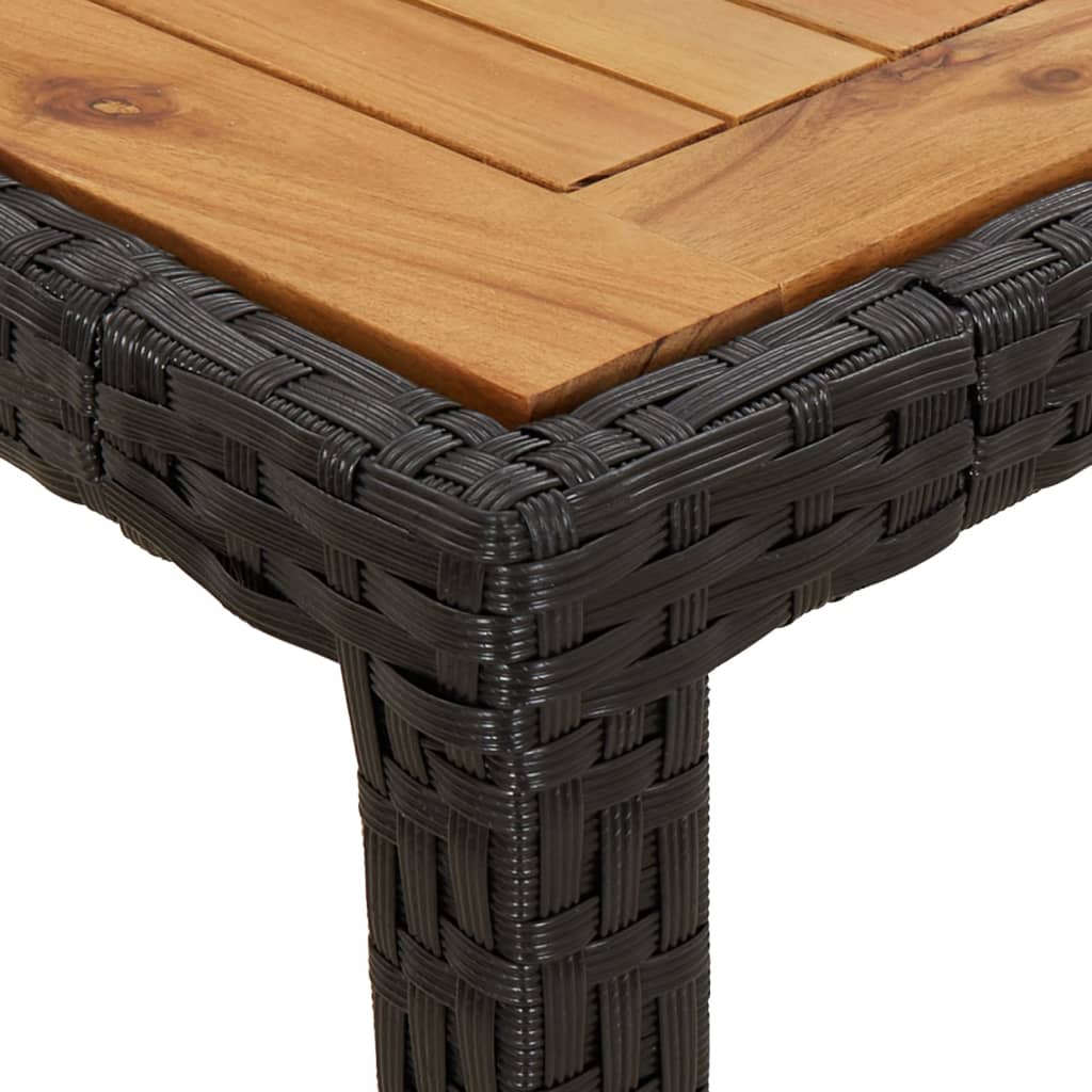 3-tlg. Garten-Essgruppe mit Kissen Schwarz Poly Rattan