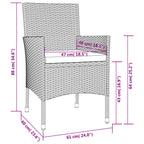 3-tlg. Garten-Essgruppe mit Kissen Schwarz Poly Rattan