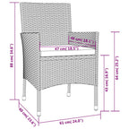 7-tlg. Garten-Essgruppe mit Kissen Schwarz Poly Rattan