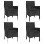 5-tlg. Garten-Bistro-Set mit Kissen Schwarz Poly Rattan