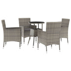 5-tlg. Garten-Bistro-Set mit Kissen Grau Poly Rattan