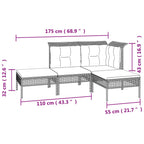7-tlg. Garten-Lounge-Set mit Kissen Grau Poly Rattan