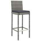 5-tlg. Gartenbar-Set mit Kissen Grau Poly Rattan