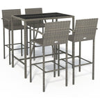 5-tlg. Gartenbar-Set Grau Poly Rattan