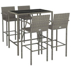 5-tlg. Gartenbar-Set Grau Poly Rattan