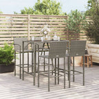5-tlg. Gartenbar-Set Grau Poly Rattan