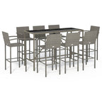 9-tlg. Gartenbar-Set Grau Poly Rattan