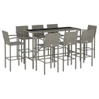 9-tlg. Gartenbar-Set Grau Poly Rattan