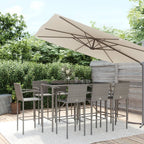 9-tlg. Gartenbar-Set Grau Poly Rattan