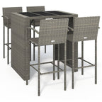 5-tlg. Gartenbar-Set Grau Poly Rattan
