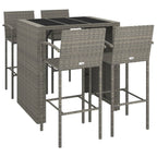5-tlg. Gartenbar-Set Grau Poly Rattan