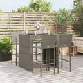 5-tlg. Gartenbar-Set Grau Poly Rattan