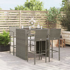 5-tlg. Gartenbar-Set Grau Poly Rattan